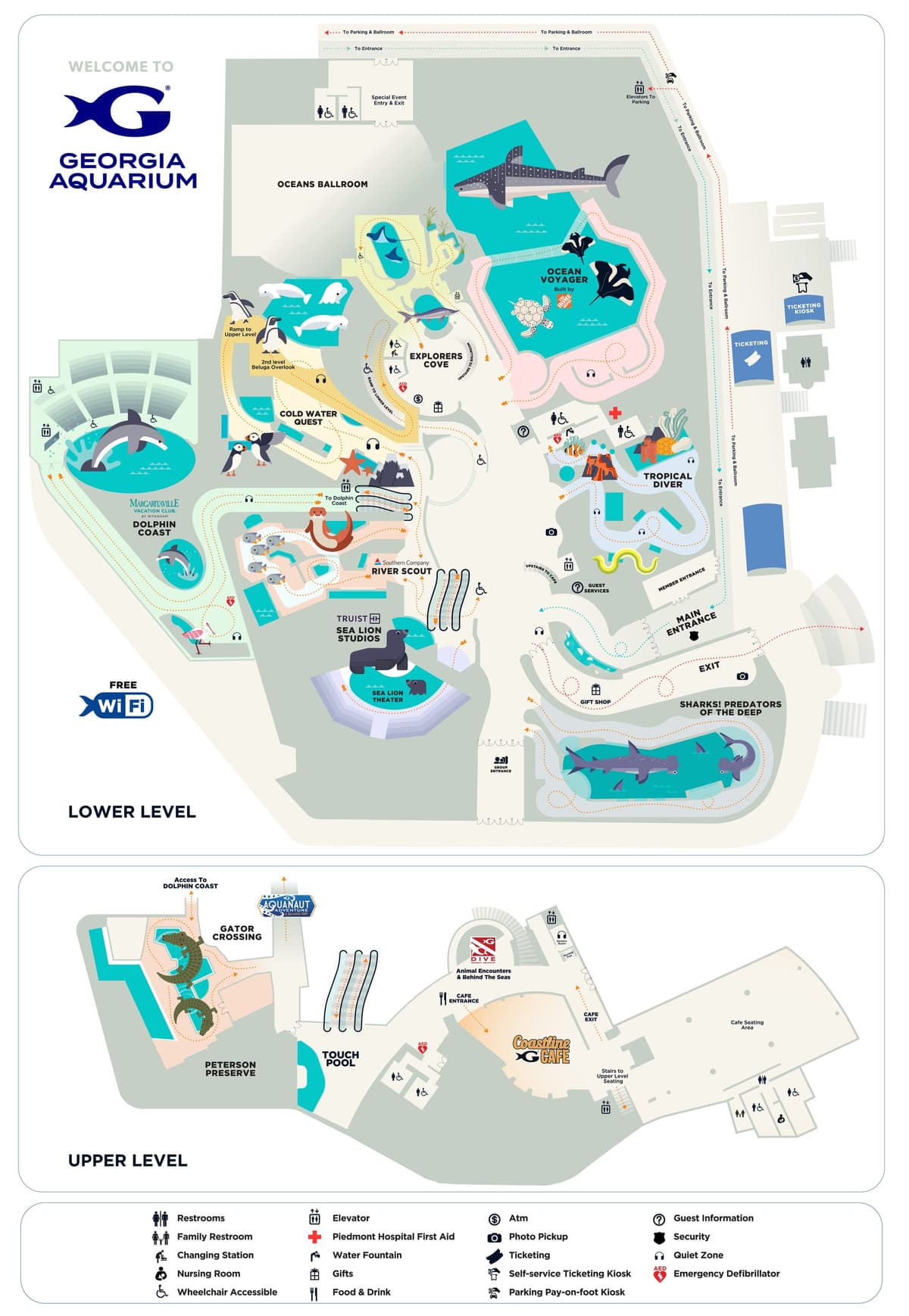 乔治亚水族馆园区地图