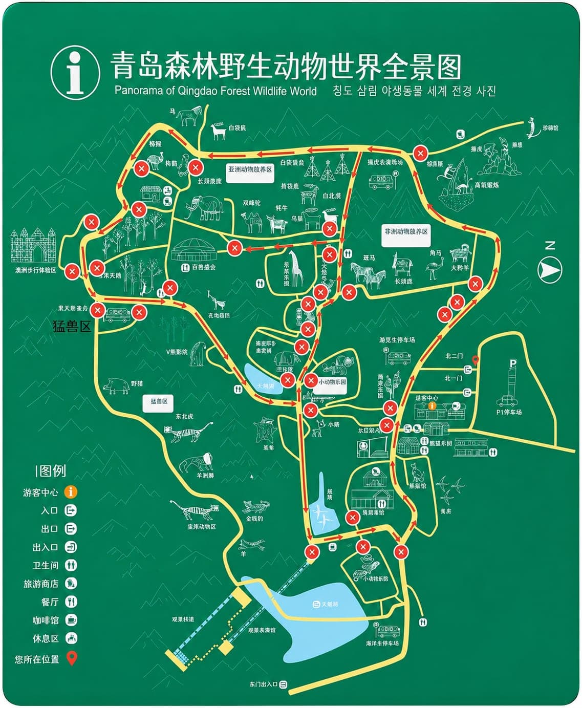 青岛森林野生动物世界导览图